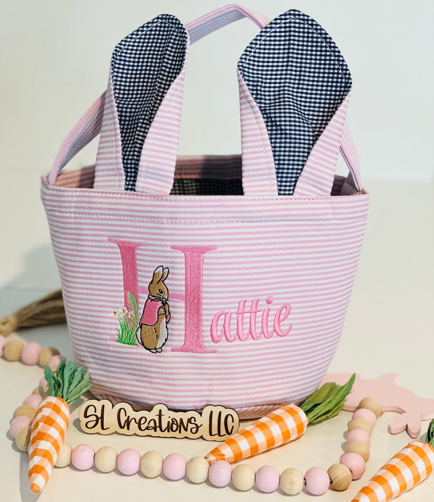 Personalized Embroidered Easter Basket