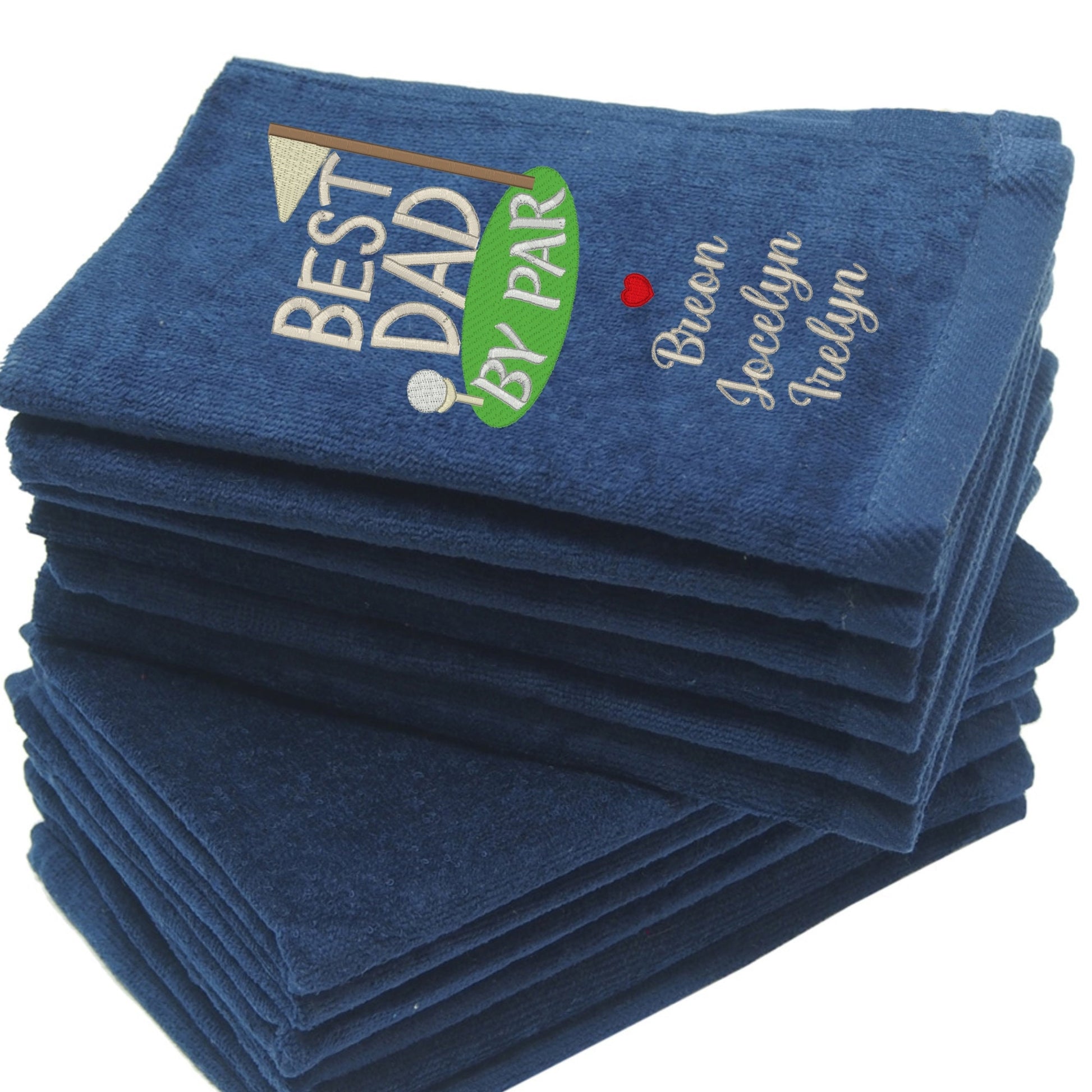 Best Dad By Par Embroidered Personalized Golf Towel with Children's Names, Monogrammed Golf Towel, Golf Gift for Dad Grandpa on Father's Day