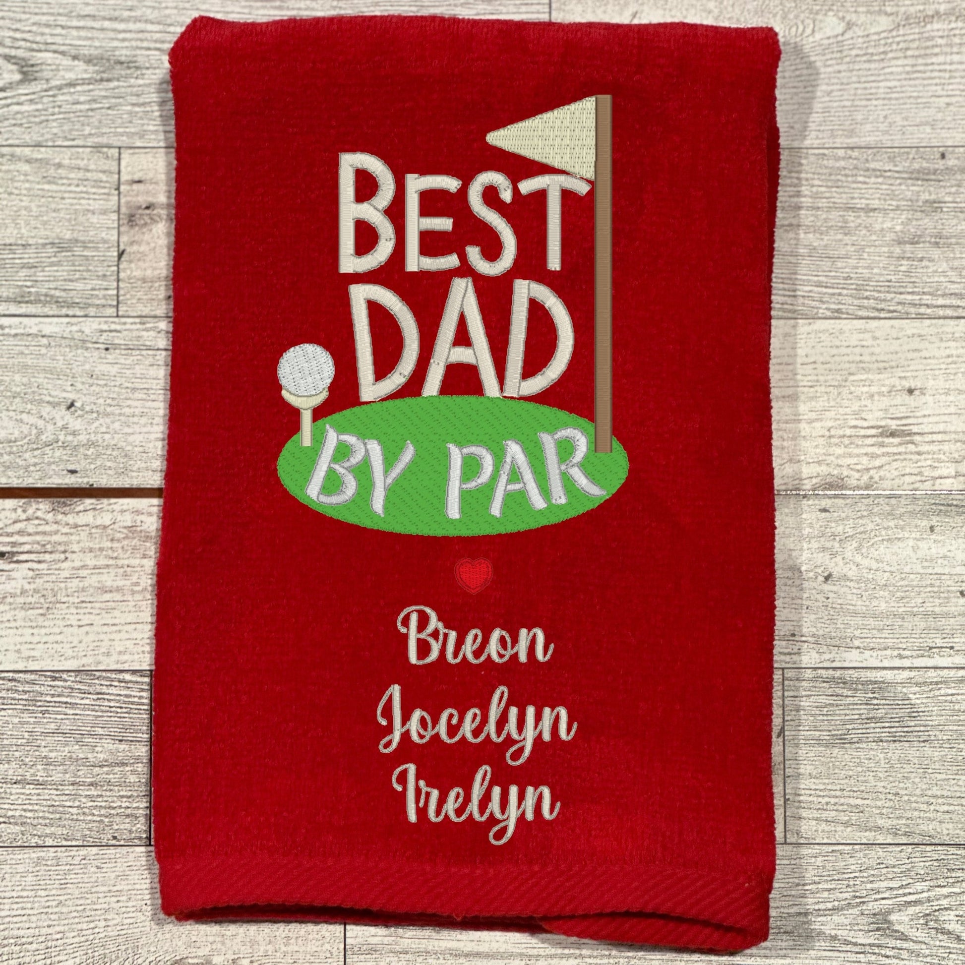 Best Dad By Par Embroidered Personalized Golf Towel with Children's Names, Monogrammed Golf Towel, Golf Gift for Dad Grandpa on Father's Day